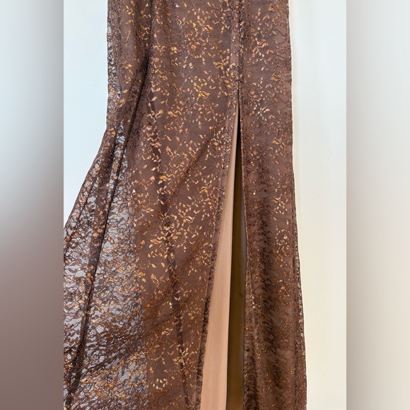 House of CB LUCIANNA Espresso Lace Maxi Dress , sz : medium - Picture 9 of 16